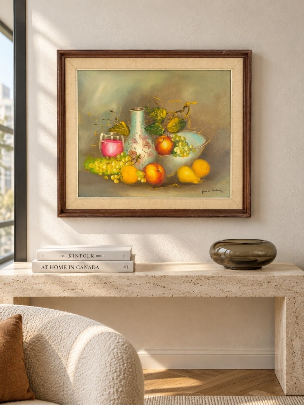 1970s John G. Martin Canadian Original Fruit Still Life Painting Signed
